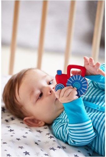 Haba jouet de dentition tracteur - jouet d'éveil coloré pour bébés-2