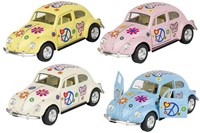 Goki voiture jouet Volkswagen Coccinelle 1967 avec motif Flower Power 1:32
