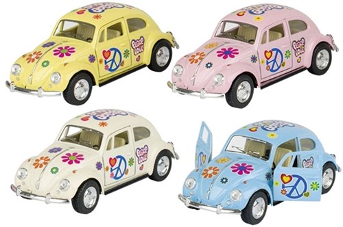 Goki voiture jouet Volkswagen Coccinelle 1967 avec motif Flower Power 1:32