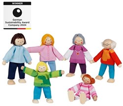 Goki maison de poupée poupées en bois flexibles famille moderne 6 pièces jouet
