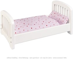Goki lit de poupée jouet en bois pour poupée bébé - rose blanc