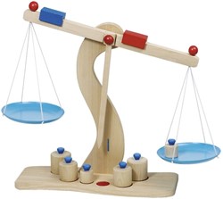 Goki balance en bois jouet avec poids en métal - jeu éducatif d'imitation