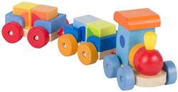 Goki train en bois Mumbai - train de blocs en hévéa jouet 7 pièces
