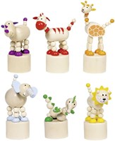 Goki figurines animaux en bois à presser et secouer Afrique jouet