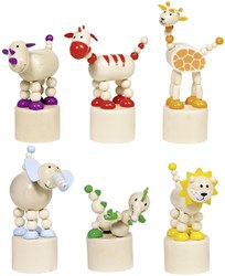 Goki figurines animaux en bois à presser et secouer Afrique jouet
