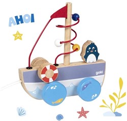 Goki Jouet à tirer - Bateau jouet en bois pour tout-petits