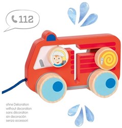 Goki camion de pompier en bois à tirer - jouet éducatif pour tout-petits