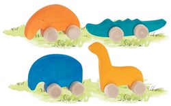 Goki animaux à pousser jouets en bois animaux colorés motricité