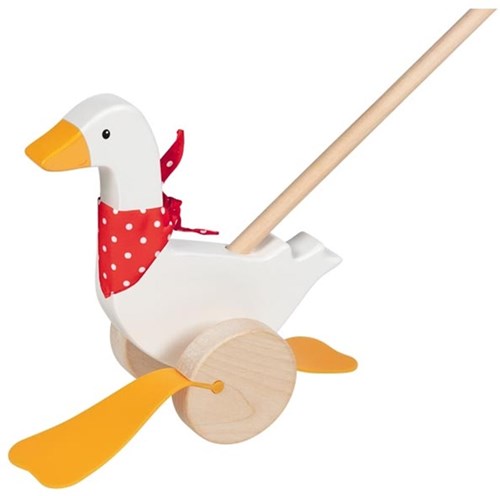 Goki jouet à pousser en bois oie - trotteur bébé motricité-2
