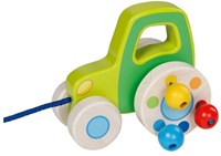 Goki tracteur à tirer en bois - jouet de ferme coloré pour enfants