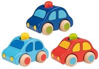 Goki véhicule en bois voiture avec klaxon jouet FSC couleurs vives