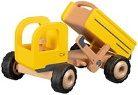 Goki camion-benne en bois - jouet véhicule de chantier jaune-2