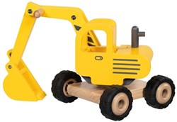 Goki pelleteuse en bois jaune - jouet véhicule de chantier