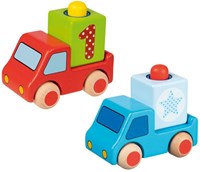 Goki voiture en bois pour enfants - véhicule coloré et ludique