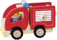 Goki camion de pompier en bois jouet - véhicule robuste en bois