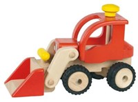 Goki pelleteuse en bois jouet véhicule de chantier rouge