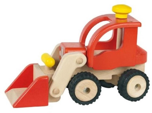 Goki pelleteuse en bois jouet véhicule de chantier rouge