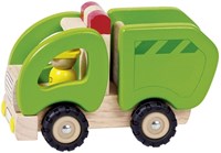 Goki camion poubelle en bois - véhicule jouet avec roues en caoutchouc