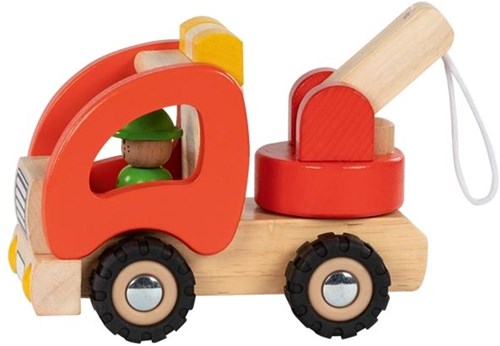 Goki camion de dépannage en bois jouet vert certifié FSC