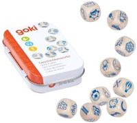 Goki jeu de dés - cubes à histoires jeu en bois dans boîte métal