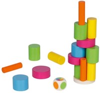 Goki jeu d'équilibre en bois tour - jouet d'adresse coloré, 27 pièces