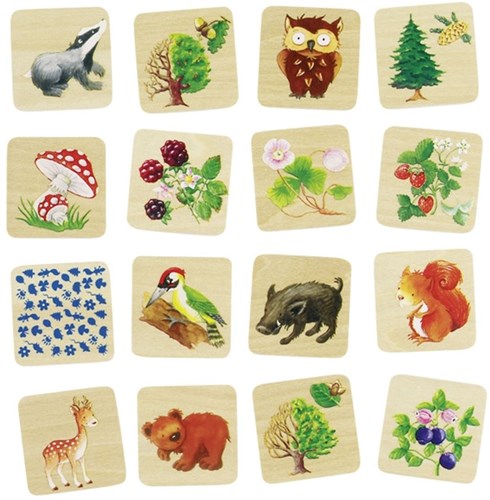 Goki jeu de mémoire animaux de la forêt - jeu mémo 32 cartes carton