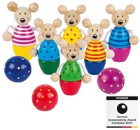 Goki jeu de quilles en bois souris - jeu de bowling coloré pour enfants
