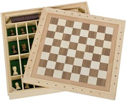 Goki coffret de jeux en bois échecs et jeu du moulin voyage