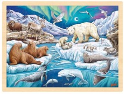 Goki puzzle en bois animaux nuit polaire - puzzle 96 pièces arctique