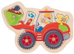 Goki puzzle à boutons en bois chargeuse sur pneus - puzzle éducatif