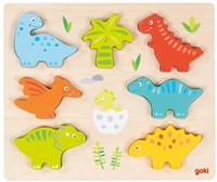 Goki puzzle en bois - jouet éducatif dinosaures pour enfants