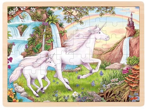 Goki puzzle en bois licorne - jouet fantastique 48 pièces