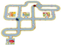 Goki Puzzle de Sol Routes avec 2 Véhicules - Jouet en Carton