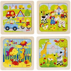 Goki puzzle ferme - jouet en bois éducatif pour enfants