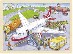 Goki puzzle en bois aéroport 96 pièces jouet éducatif