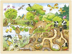 Goki puzzle en bois nature 96 pièces jouet éducatif enfants