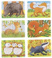 Goki puzzle en bois animaux de la forêt - mini puzzle 24 pièces