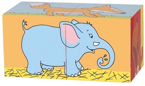 Goki puzzle cubes en bois animaux - jouet éducatif pour enfants-2