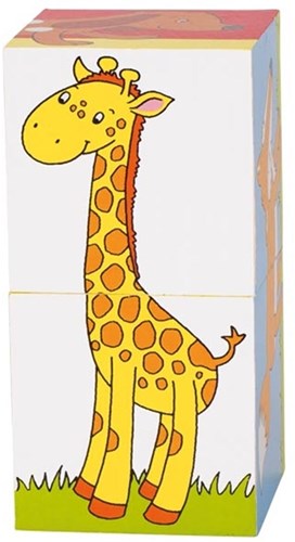 Goki puzzle cubes en bois animaux - jouet éducatif pour enfants