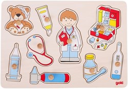 Goki puzzle en bois docteur - jouet éducatif 9 pièces