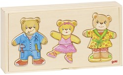 Goki puzzle en bois set d'habillage ours dans boîte en bois 36 pièces jouet