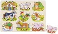 Goki puzzle en bois animaux de la ferme avec sons - jouet éducatif