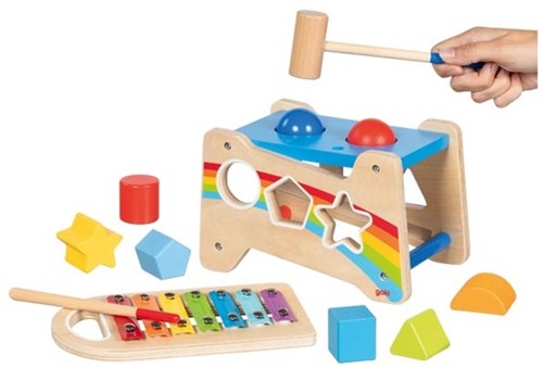 Goki banc à marteler xylophone fonction tri jouet éducatif bois