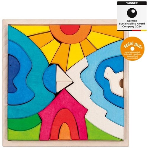 Goki blocs de construction en bois puzzle petit ours polaire - jouet éducatif