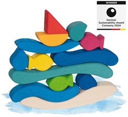 Goki blocs de construction en bois jouet coloré pour enfants
