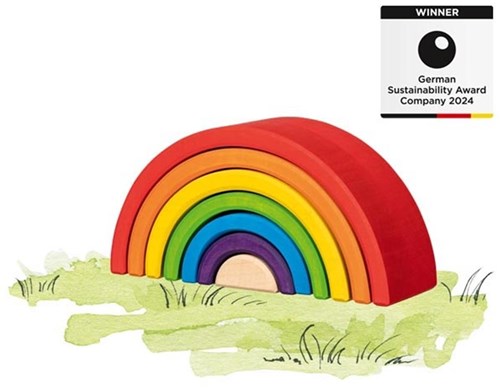 Goki blocs de construction en bois arc-en-ciel - ensemble de blocs jouets colorés
