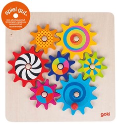 Goki puzzle en bois engrenages jouet éducatif 8 pièces motricité