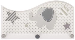 Goki porte-manteau en bois éléphant et étoiles gris blanc chambre enfant