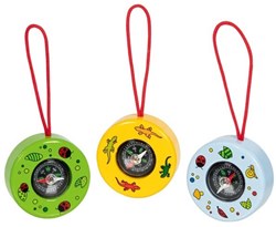 Goki boussole jouet - motif animal, bois et plastique multicolore