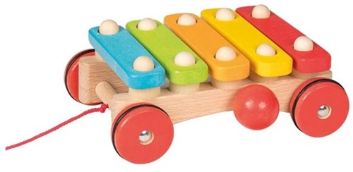 Goki Xylophone jouet musical en bois à roulettes pour enfants-2